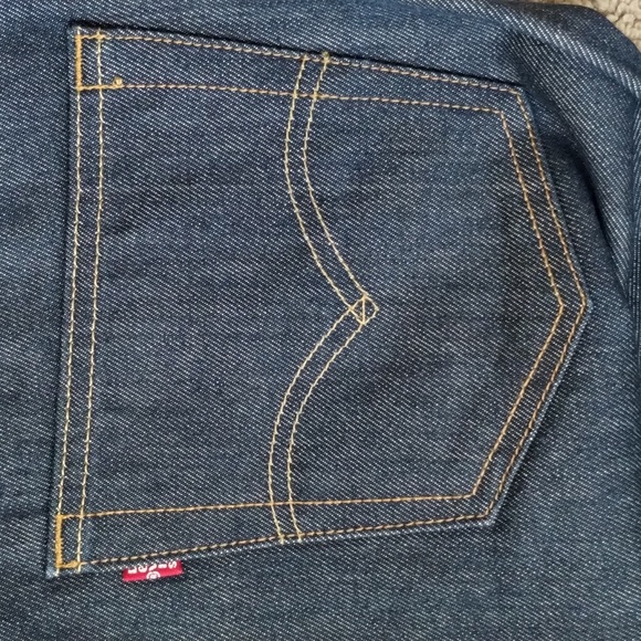 Levi's 501 Fly Button 5 Pocket Crispy Dark Wash Cotton Denim Jeans - Picture 7 of 14